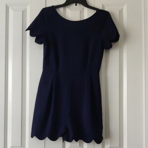 Monteau Navy Blue Scalloped Romper